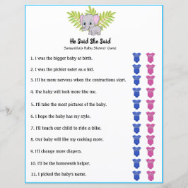 Lámina Elephant Boy Baby Shower Dijo Que Dijo Juego