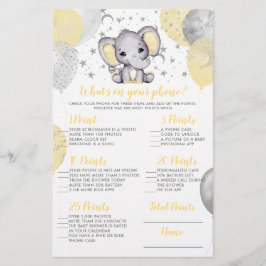 Lámina Elephant Qué hay en tu juego de Baby Shower para t