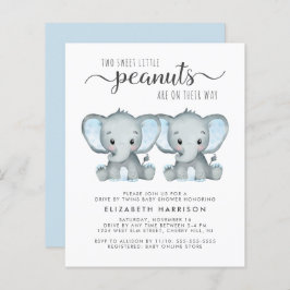 Lámina Elephant Twin Baby Boys Drive By Shower Invite