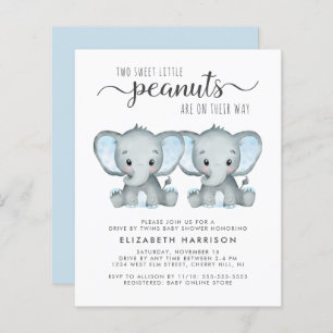 Lámina Elephant Twin Baby Boys Drive By Shower Invite