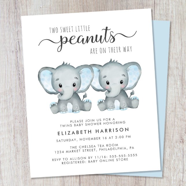 Lámina Elephant Twin Baby Boys Shower Invitación Presupue (Subido por el creador)
