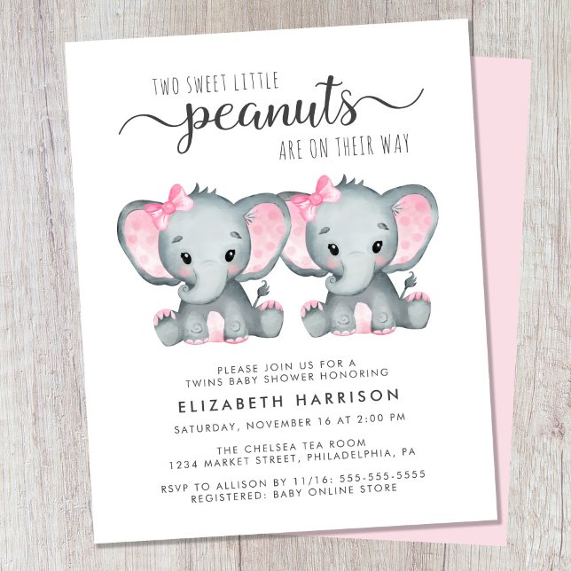Lámina Elephant Twin Baby Girls Invitación al presupuesto (Subido por el creador)
