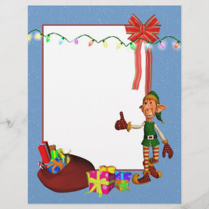 Lámina Elf con juguetes y regalos Navidades Letterhead