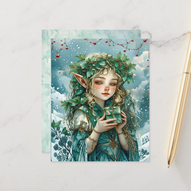 Lámina Elf Princess Christmas Scrapbook Paper (Anverso/Reverso In Situ)