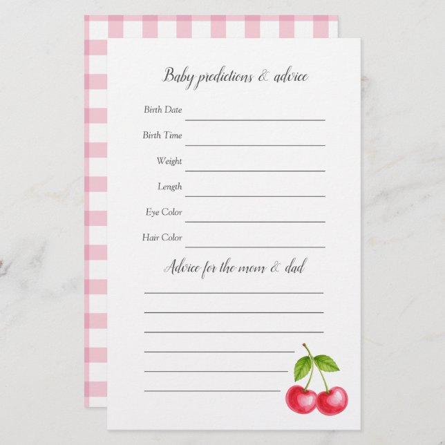 Lámina Ella es el juego de adivinanzas de la cereza en Ba (Anverso / Reverso)