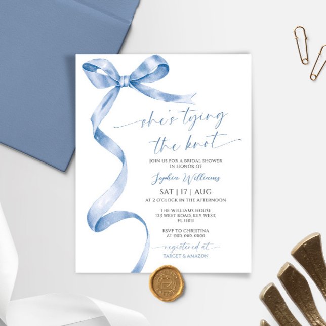 Lámina Ella está atando la ducha de novias azul Knot Bow (Subido por el creador)