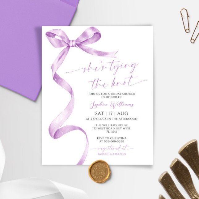 Lámina Ella está atando la ducha de novias Knot Lavender  (Subido por el creador)