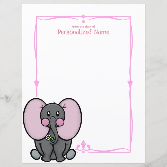 Lámina Ellie Phant Pink Unlines Paper Sheet (Anverso)