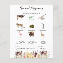 Lámina Embarazo en animales | Juego Baby Shower
