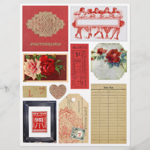 Lámina Embelleces de época en rojo