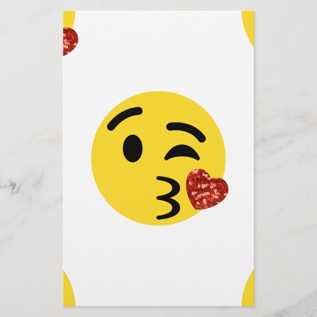 Lámina emoji de beso purpurina (Anverso)