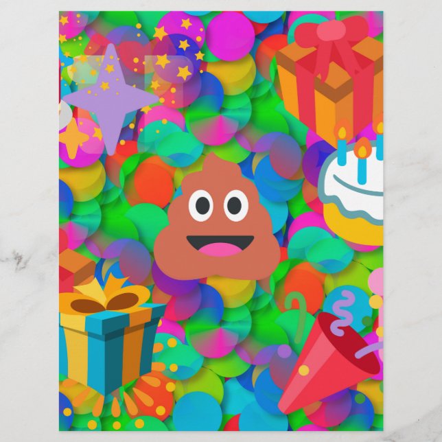 Lámina emoji de caca de cumpleaños feliz (Anverso)