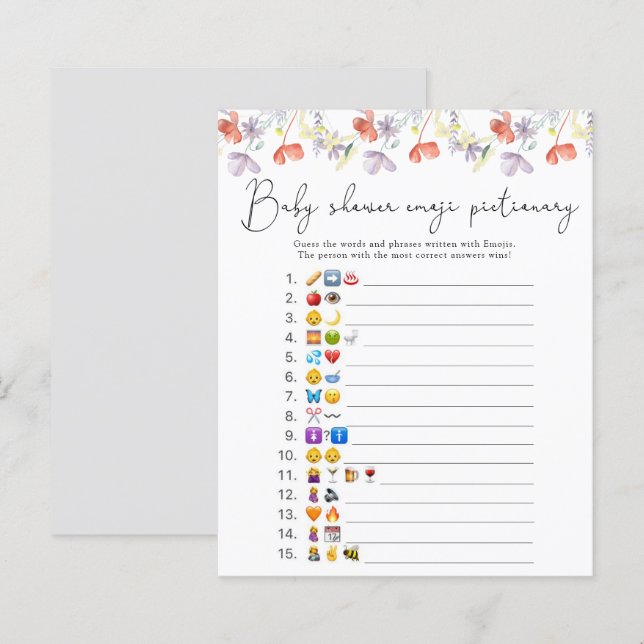 Lámina Emoji de flores silvestres juego de foto de bebé d (Anverso / Reverso)
