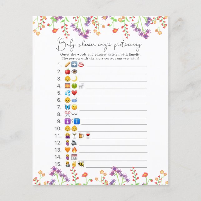 Lámina Emoji de flores silvestres juego de foto de bebé d (Anverso)