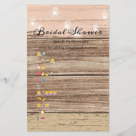 Lámina Emoji de juego de ducha de novias Madera Rústica p