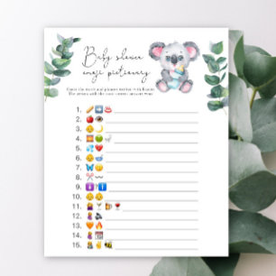 Lámina Emoji de Koala Bear juego de foto de bebé ducha
