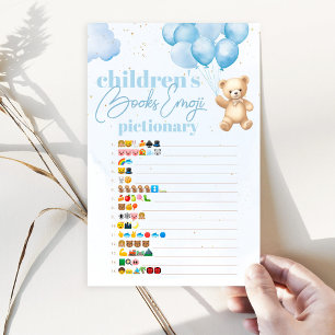 Lámina Emoji de libros para niños con globos azules