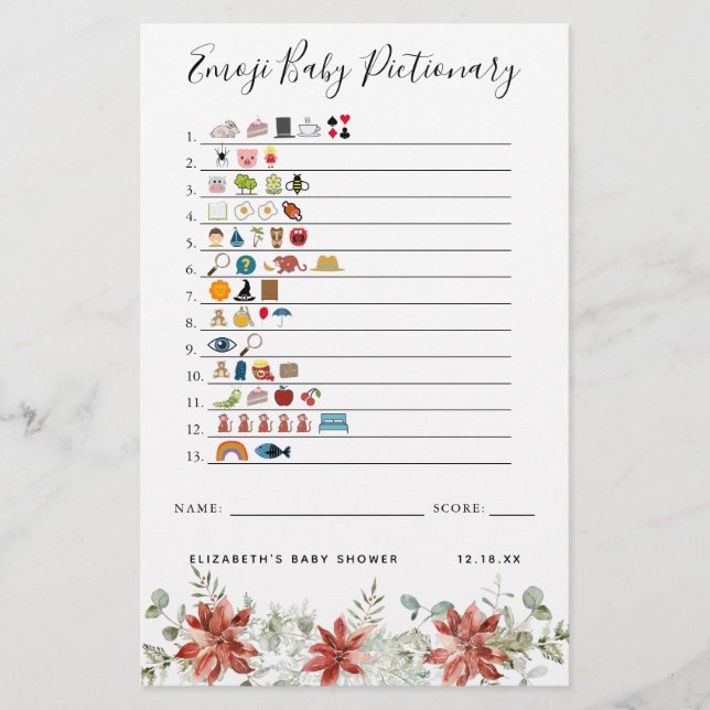 Lámina Emoji pictiva | Juego Baby Shower (Anverso)