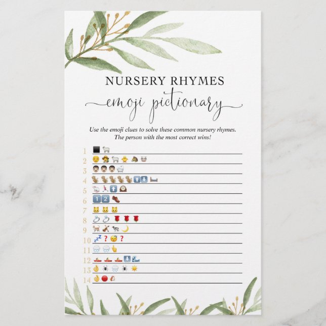 Lámina Emoji pintoresca juego de ducha de bebé dorado veg (Anverso)