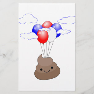 Lámina Emoji Poo Volando Con Globos