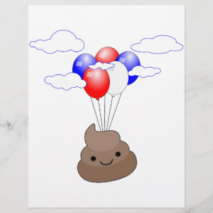 Lámina Emoji Poo Volando Con Globos