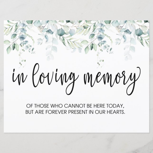 Lámina En el Rótulo de memoria amorosa - Boda Eucalyptus (Anverso)