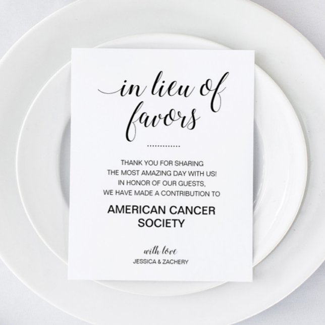 Lámina En Lugar De Favor Boda De Donación De Caridad (Subido por el creador)