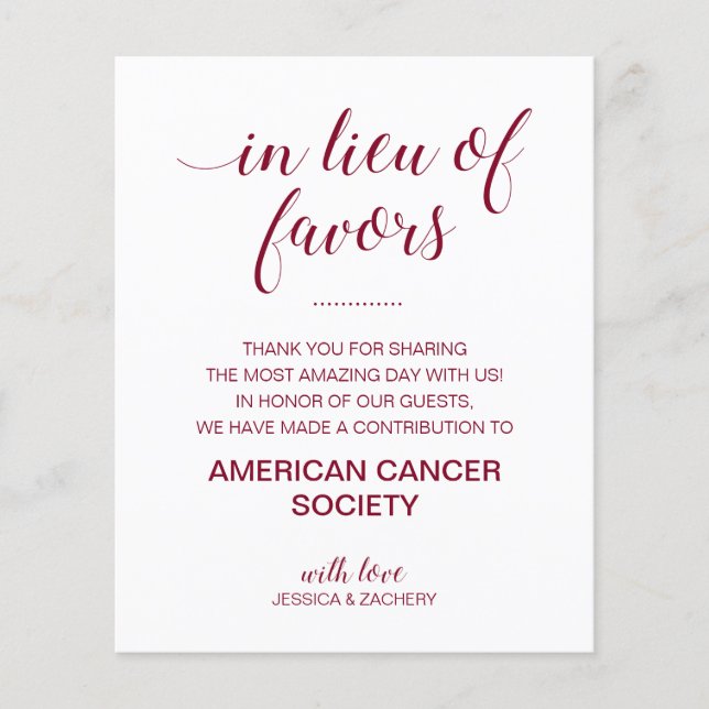 Lámina En Lugar De Favores, Bendición Donar Boda De Borgo (Anverso)