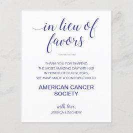 Lámina En lugar de favores benéficos donan Boda azul a la