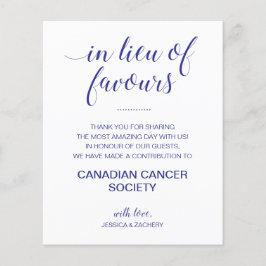 Lámina En Lugar De Favores Donación De Caridad Boda Azul