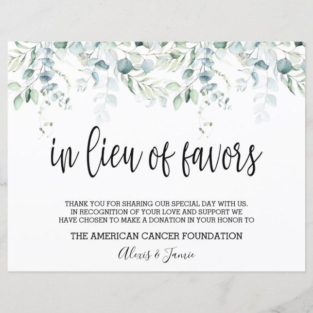 Lámina En lugar del Rótulo Favor - Boda Eucalyptus (Anverso)