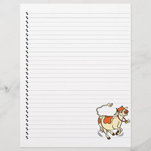 Lámina Encabezado de carta de mascota de vaca de dibujos