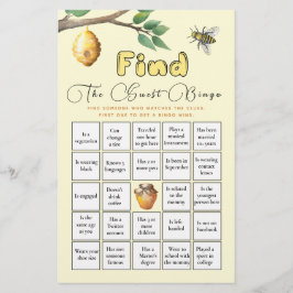 Lámina Encuentra el juego de Baby Shower Bingo Baby Bee
