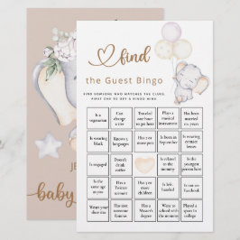 Lámina Encuentra El Juego De Elefantes Y Flores De Bingo 