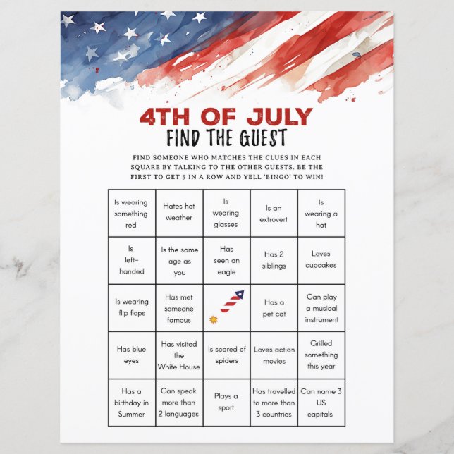 Lámina Encuentra el juego de Fiesta de Bingo Invitado del (Anverso)