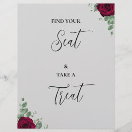 Lámina Encuentra Tu Asiento Y Toma Un Rótulo Rojo De Rosa