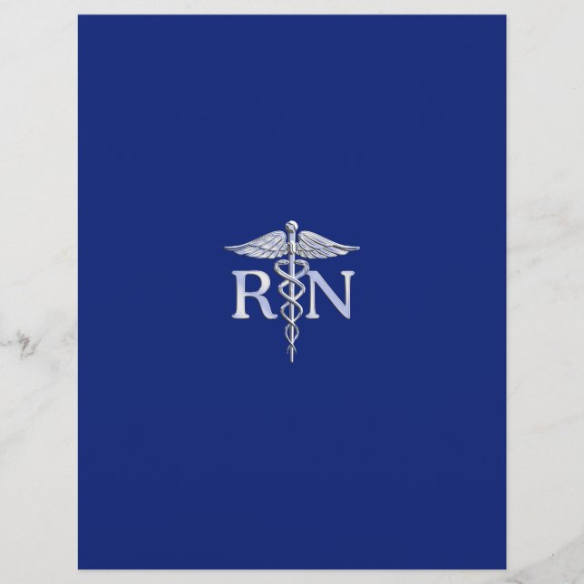 Lámina Enfermera inscrita RN Silver Caduceus Navy Blue de (Anverso)