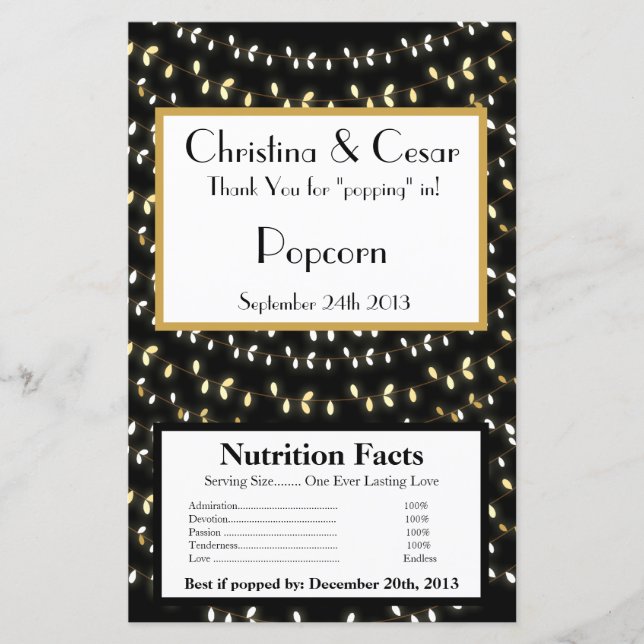 Lámina Envoltura de palomitas de microondas brillando las (Anverso)