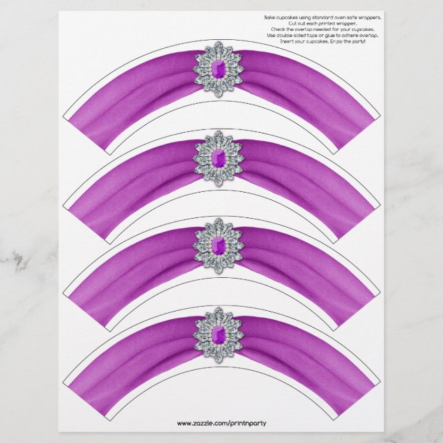Lámina Envoltura de tarta de Glitz y Glam - Cerise (Anverso)