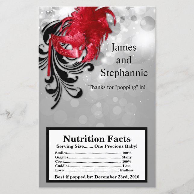 Lámina Envolvente de palomitas de microondas rojo en bail (Anverso)