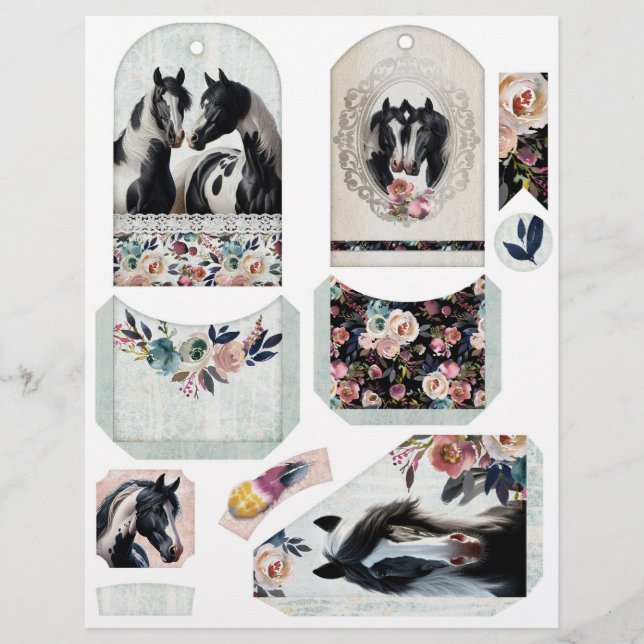 Lámina Ephemera de periódico basura con caballos de Bonit (Anverso)