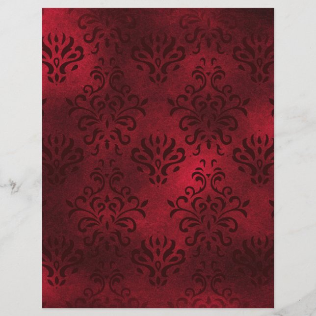 Lámina Ephemera elegante del damasco rojo (Anverso)