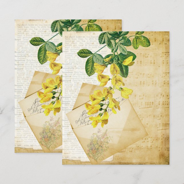 Lámina Ephemera floral vintage (Anverso / Reverso)