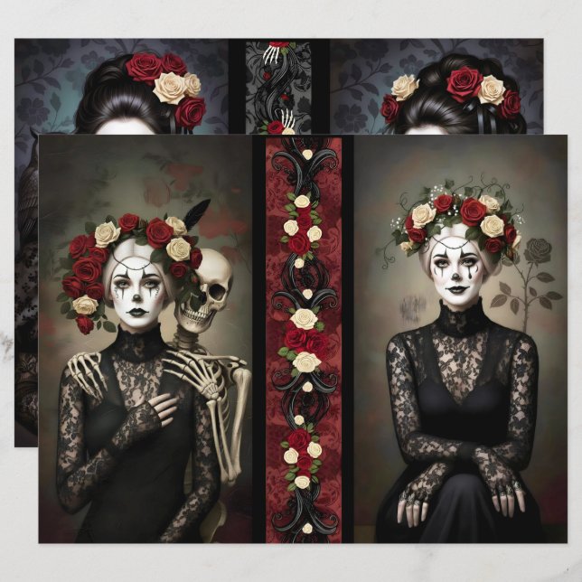 Lámina Ephemera Sheet Gothic Rose Queen  (Anverso / Reverso)