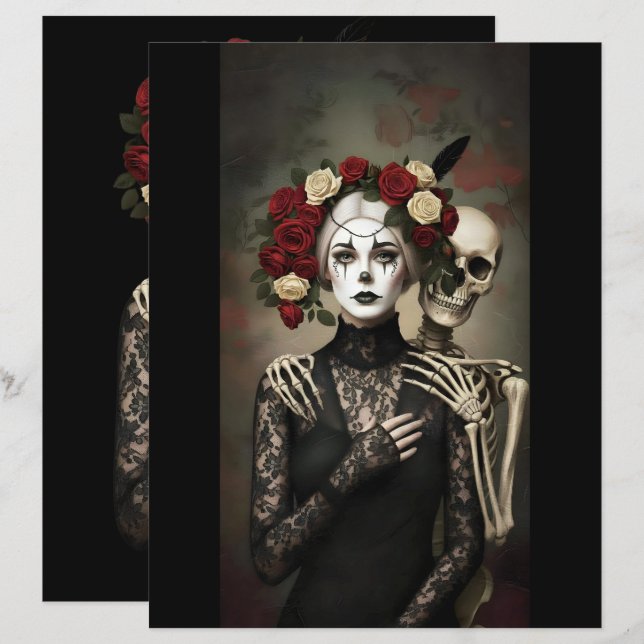 Lámina Ephemera Sheet Gothic Rose Queen (Anverso / Reverso)