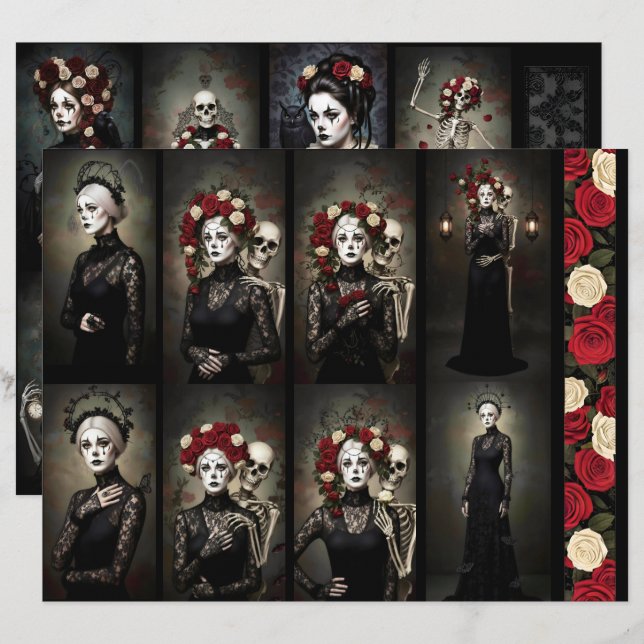 Lámina Ephemera Sheet Gothic Rose Queen  (Anverso / Reverso)