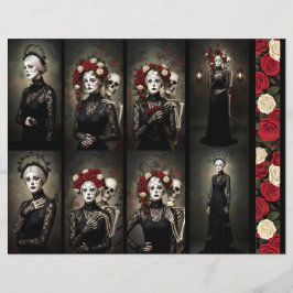 Lámina Ephemera Sheet Gothic Rose Queen 