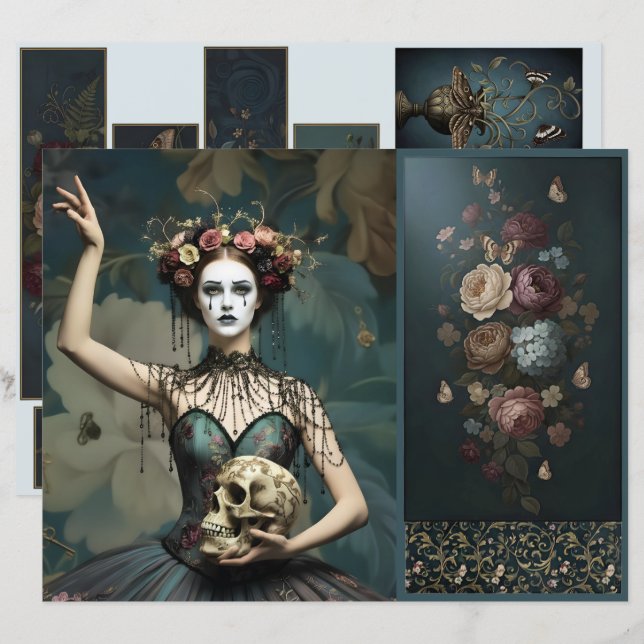 Lámina Ephemera Sheet Vitnage Gothic Style (Anverso / Reverso)