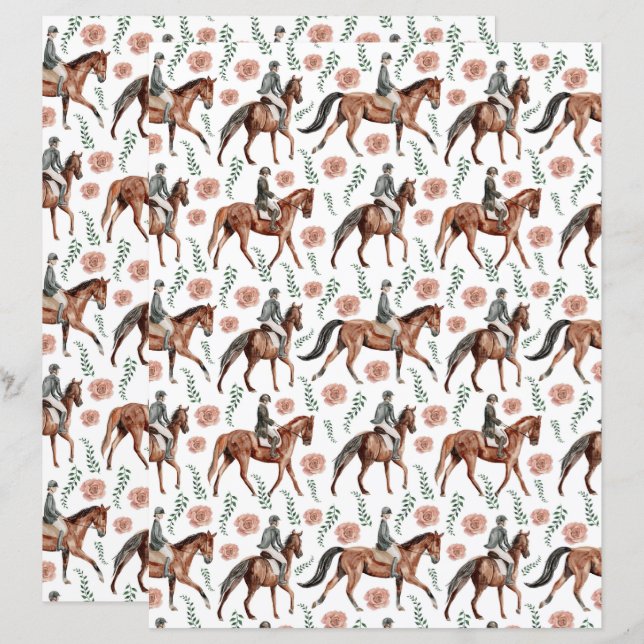 Lámina Equestrian Scrapbook Paper (Anverso / Reverso)