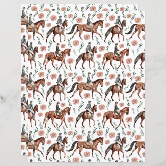Lámina Equestrian Scrapbook Paper (Anverso / Reverso)